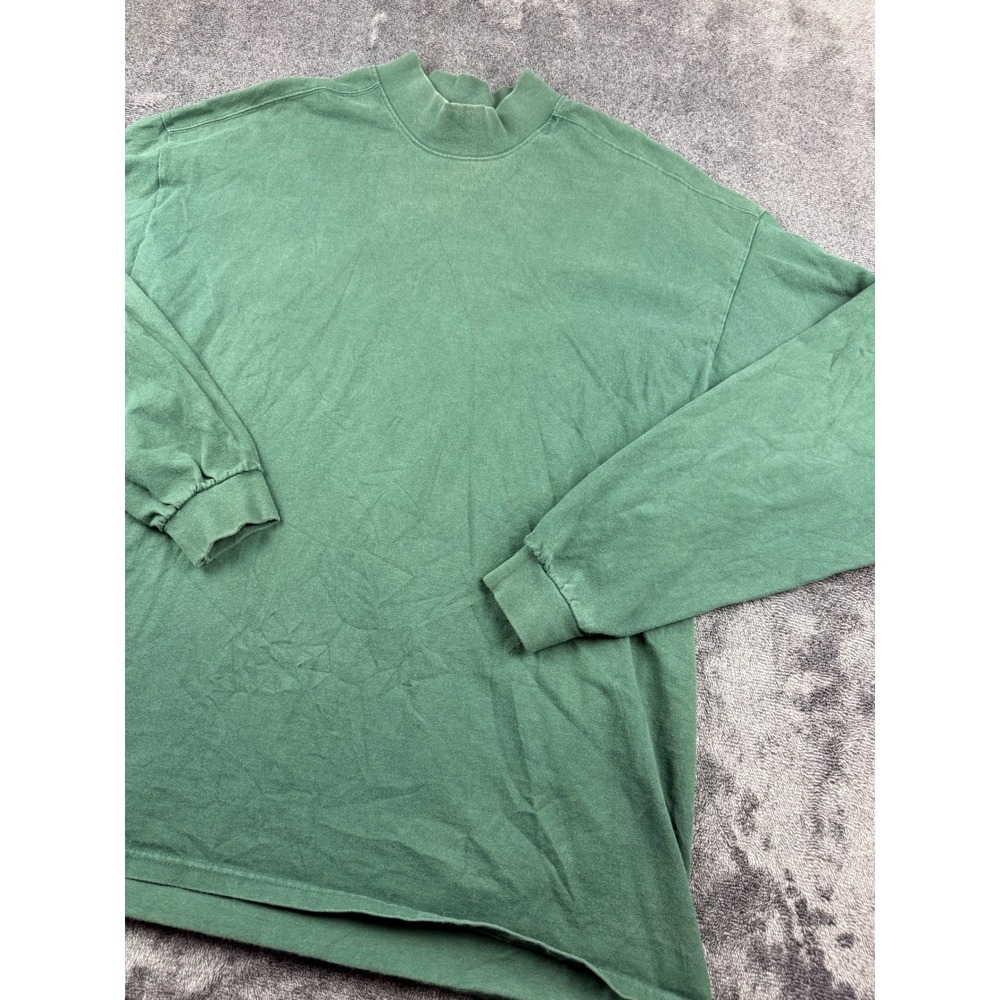 Vintage Lee Sport Mock Neck Long Sleeve T-Shirt Green XL Made in USA Cotton